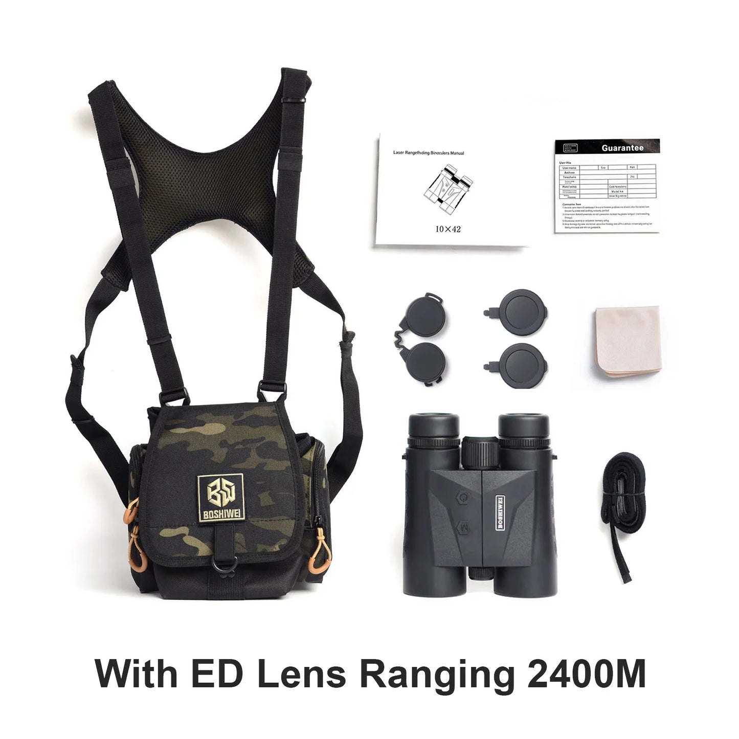 BOSHIWEI 10X42 Laser Rangefinder Binocular With ED Lens Telescope Magnesium Alloy Body Measuring Distance Up to 2400 Meters