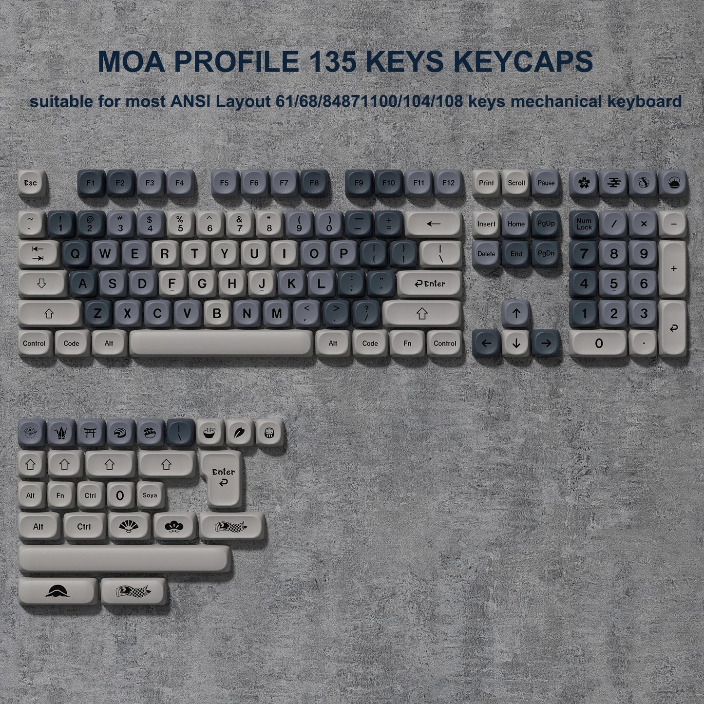 130 Keys Dark Rose MOA Profile PBT Keycaps Dye Sub Customs Key caps for 61/87/104 Cherry MX Switch Gaming Mechanical Keyboard