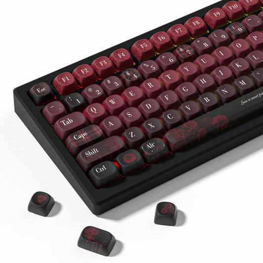130 Keys Dark Rose MOA Profile PBT Keycaps Dye Sub Customs Key caps for 61/87/104 Cherry MX Switch Gaming Mechanical Keyboard