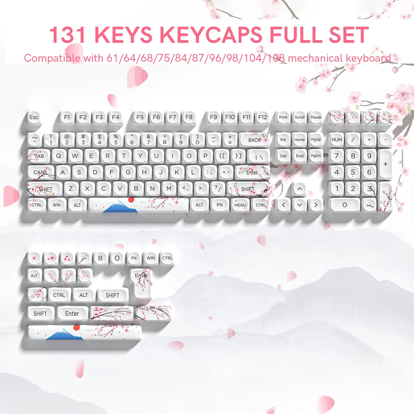 130 Keys Dark Rose MOA Profile PBT Keycaps Dye Sub Customs Key caps for 61/87/104 Cherry MX Switch Gaming Mechanical Keyboard