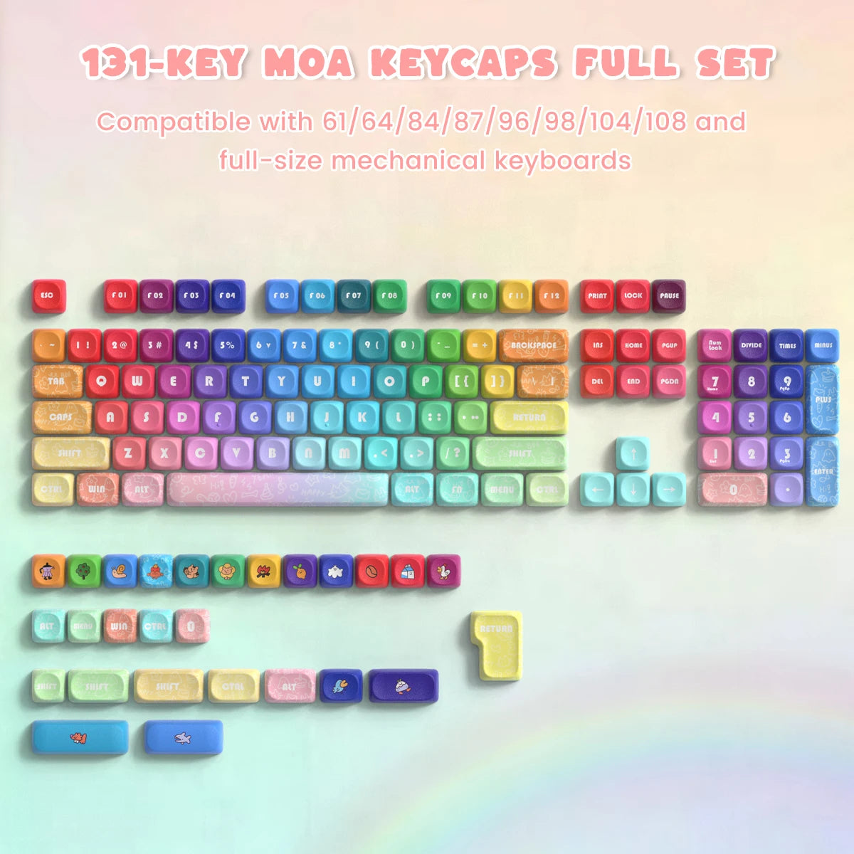 130 Keys Dark Rose MOA Profile PBT Keycaps Dye Sub Customs Key caps for 61/87/104 Cherry MX Switch Gaming Mechanical Keyboard