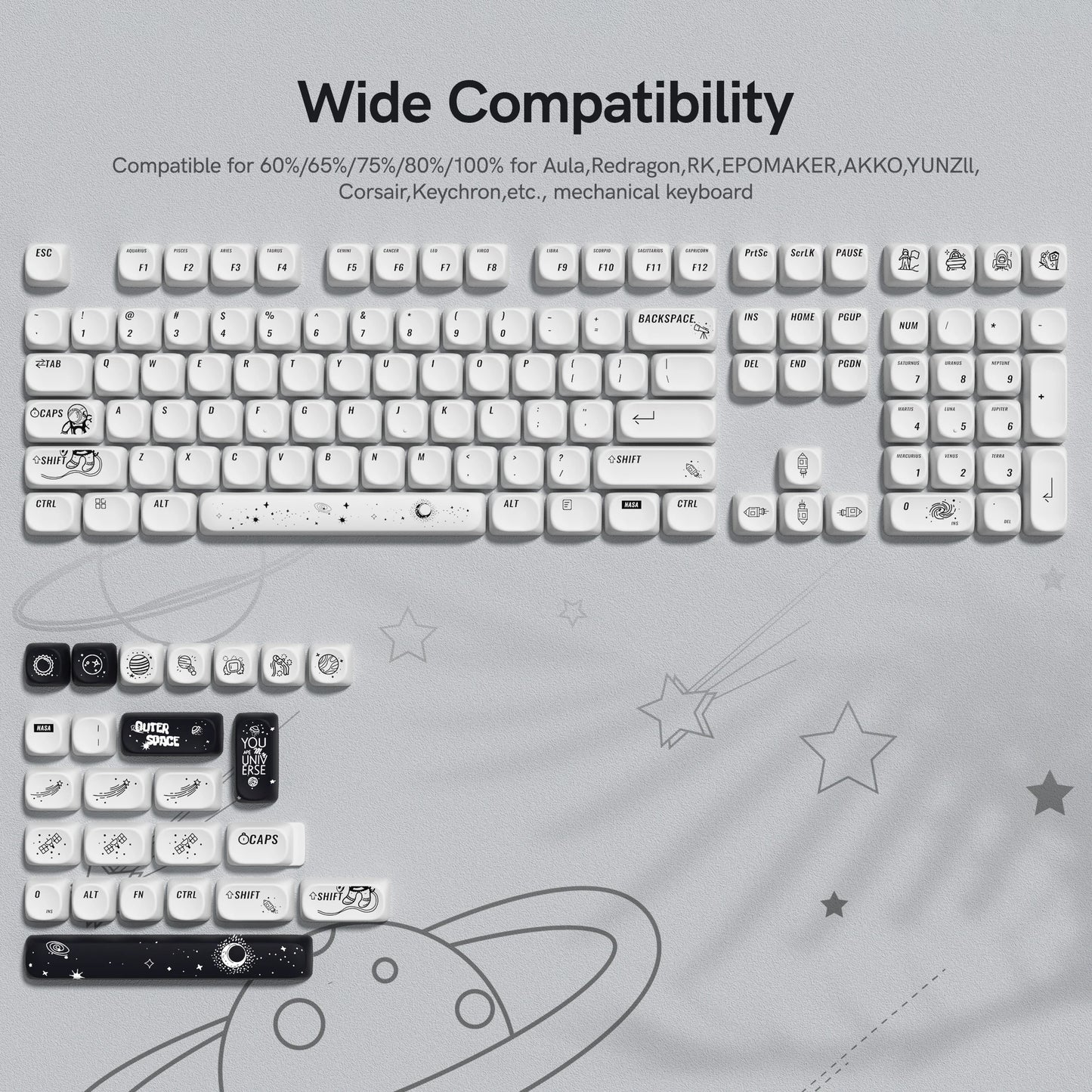 130 Keys Dark Rose MOA Profile PBT Keycaps Dye Sub Customs Key caps for 61/87/104 Cherry MX Switch Gaming Mechanical Keyboard