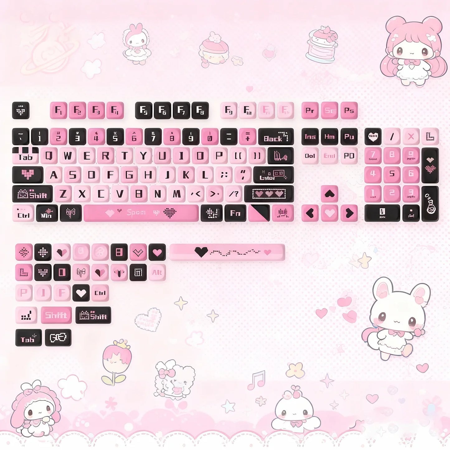 130 Keys Dark Rose MOA Profile PBT Keycaps Dye Sub Customs Key caps for 61/87/104 Cherry MX Switch Gaming Mechanical Keyboard