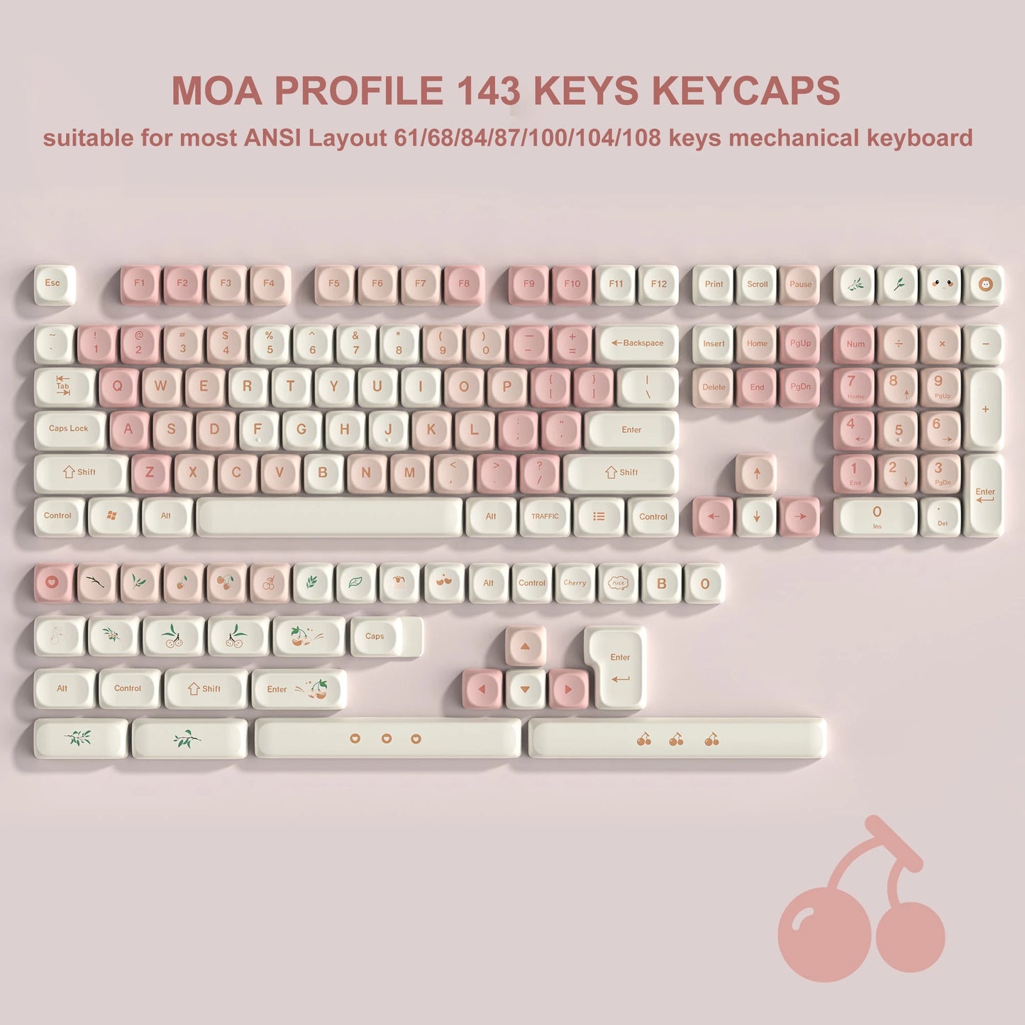 130 Keys Dark Rose MOA Profile PBT Keycaps Dye Sub Customs Key caps for 61/87/104 Cherry MX Switch Gaming Mechanical Keyboard